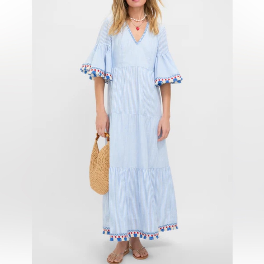 Tuckernuck Chambray Stripe Fringe Ginger Dress